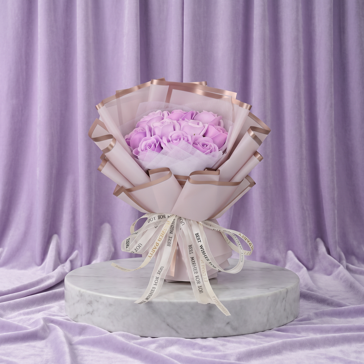 Coffret Rose de Glace, Lavande – fioletowe róże z mydła