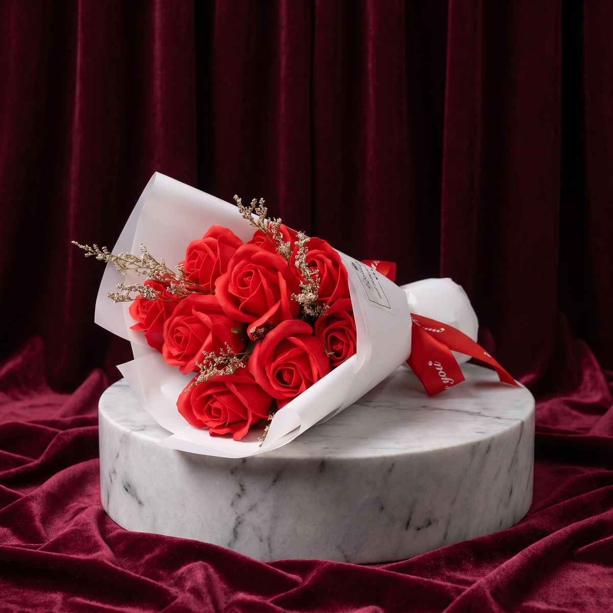 Bouquet Neuf Roses, Rouge Pur – czerwone róże z mydła