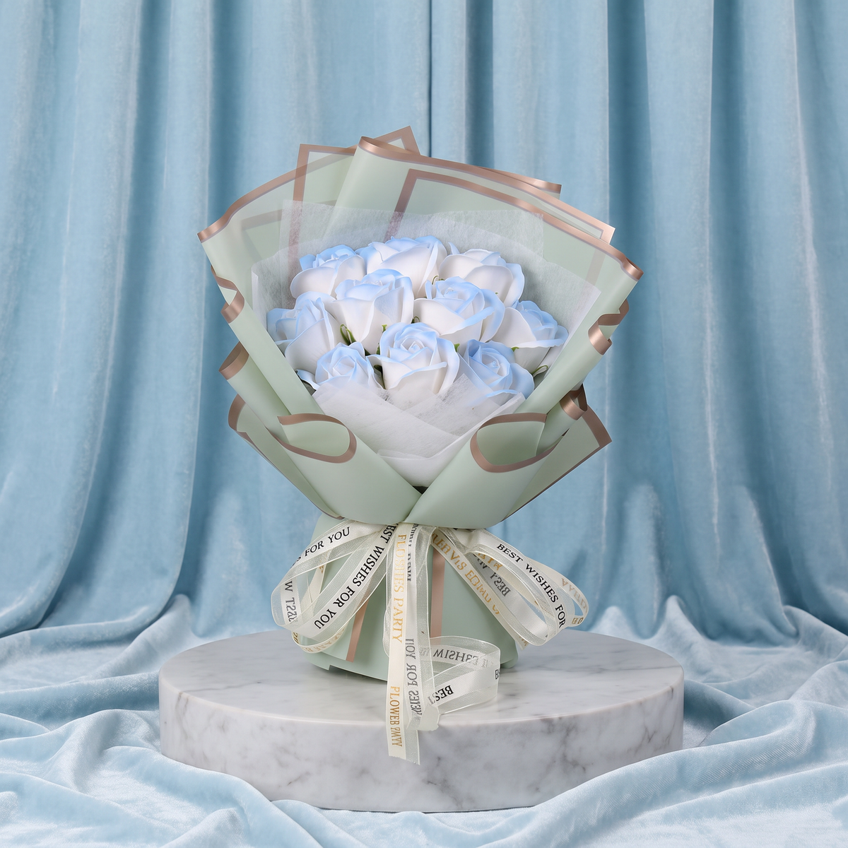 Coffret Rose de Glace, Bleu Glacier – niebieskie róże z mydła